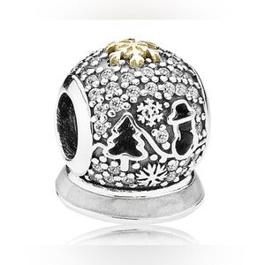 Authentic Pandora Retired Black Friday Wonderland Snow Globe S925 Ale 14K Gold
